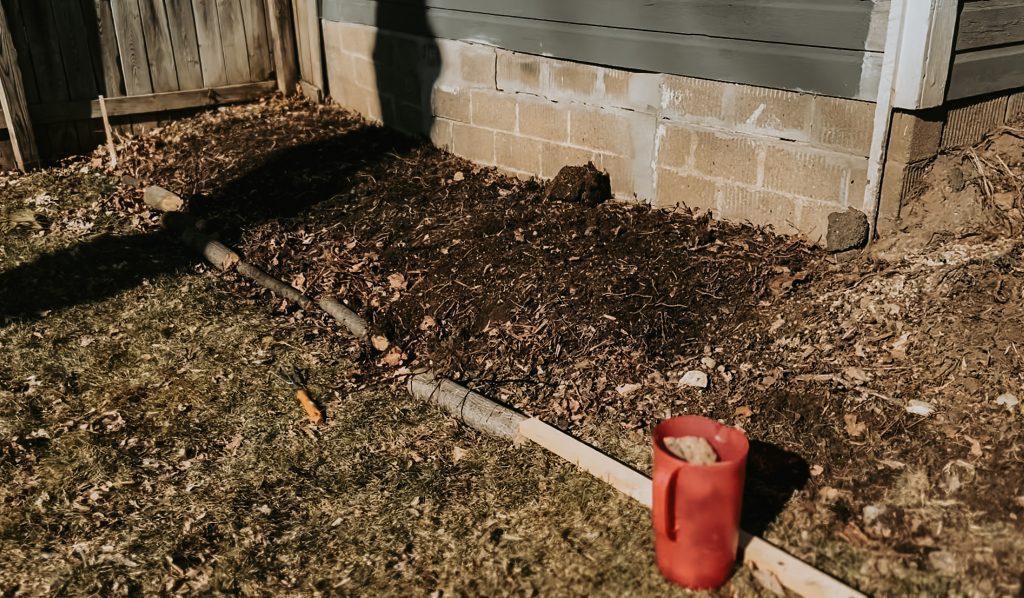 dug up garden bed for planting vegetables 
