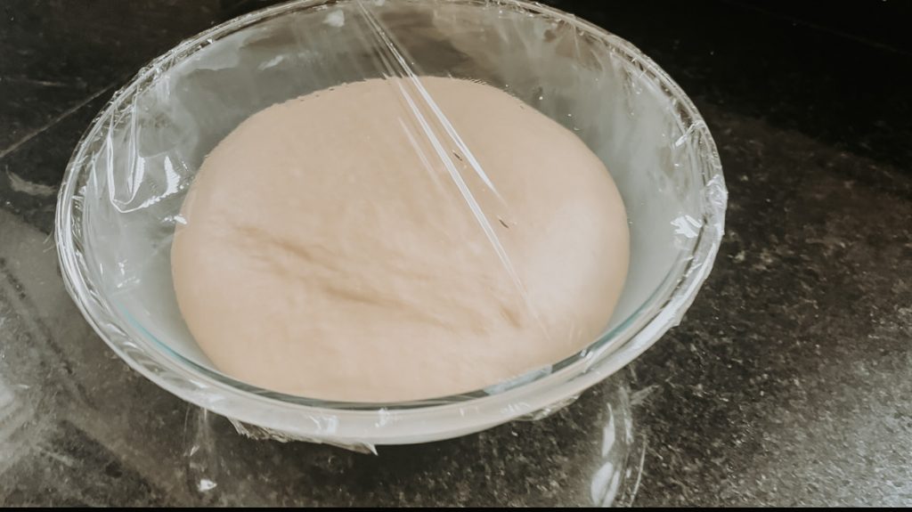 cinnamon rolls dough during first rise