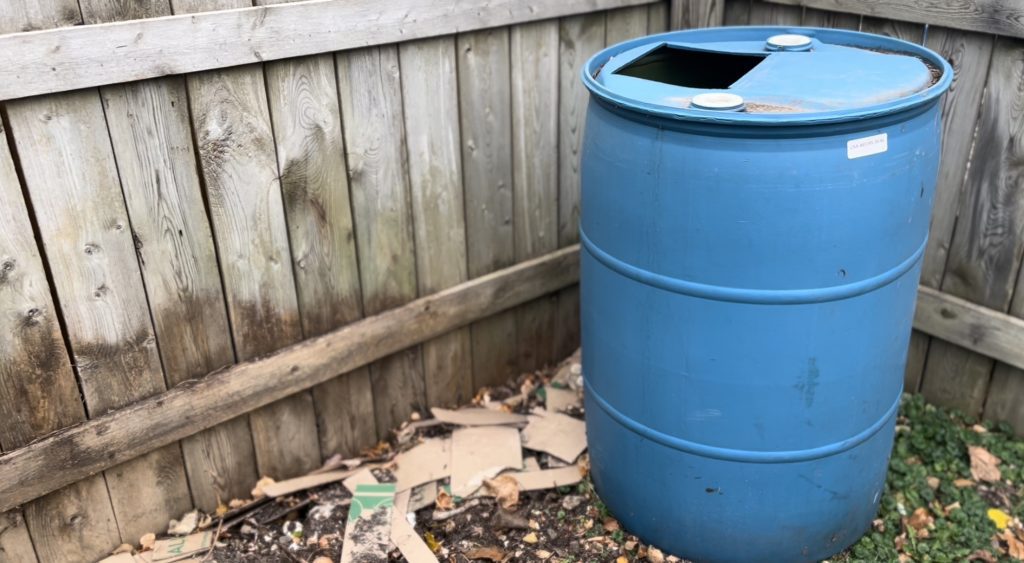 composting with maggots blue bin