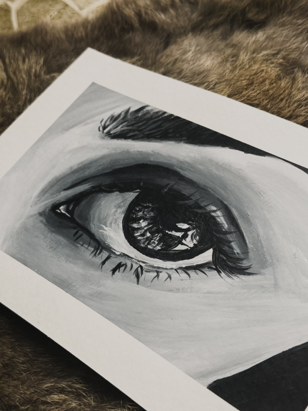 Acrylic Painted Black and white eye study