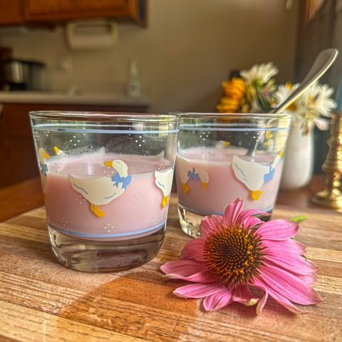 two cups of homemade strawberry milk